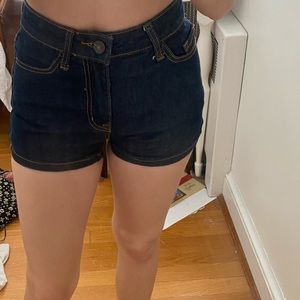 High waisted dark wash BDG denim shorts